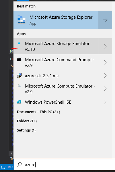 AzureStorageEmulatorOnStartMenu