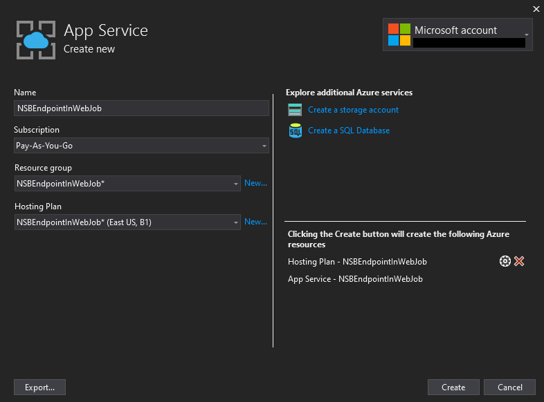 Running NServiceBus Endpoints in Azure App Services Part 2: Deploy with Visual Studio Publish