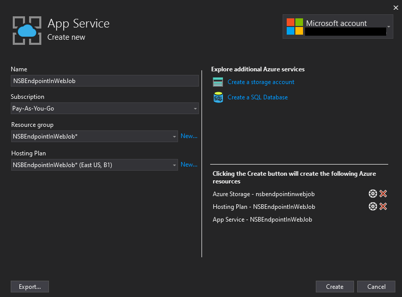 Running NServiceBus Endpoints in Azure App Services Part 2: Deploy with Visual Studio Publish