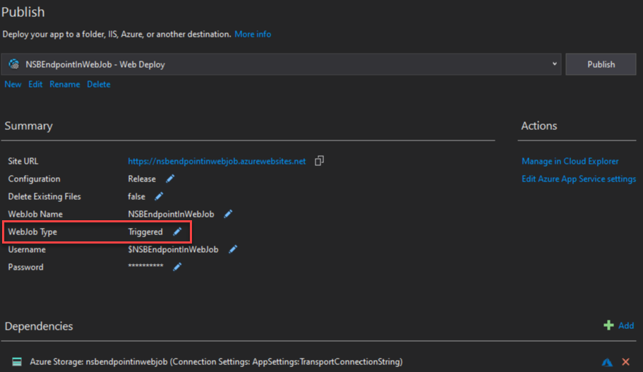 Running NServiceBus Endpoints in Azure App Services Part 2: Deploy with Visual Studio Publish